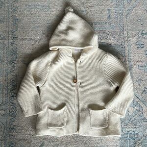 Zara Baby Girl Cardigan Sweater with Hood Cream 9-12m